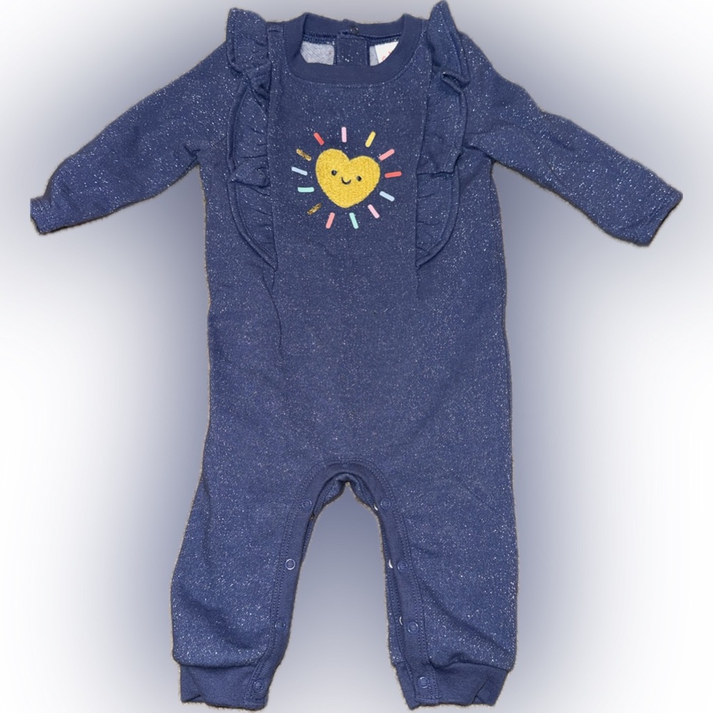 Cat & Jack shining Heart Sparkly Ruffle Fleece Onesie